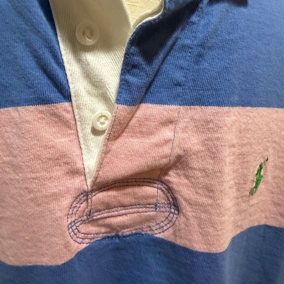 Polo Ralph Lauren Men Long Sleeve Rugby Shirt Garden Pink/New England Blue  XL - Picture 7 of 16